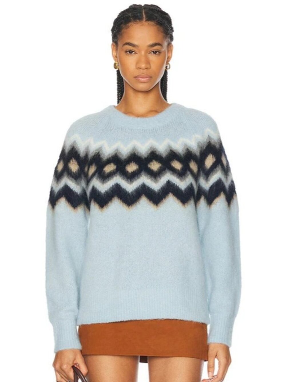A.L.C.  Women's Size Medium Alpaca Wool Blend Ezra Multi Light Blue Sweater NEW